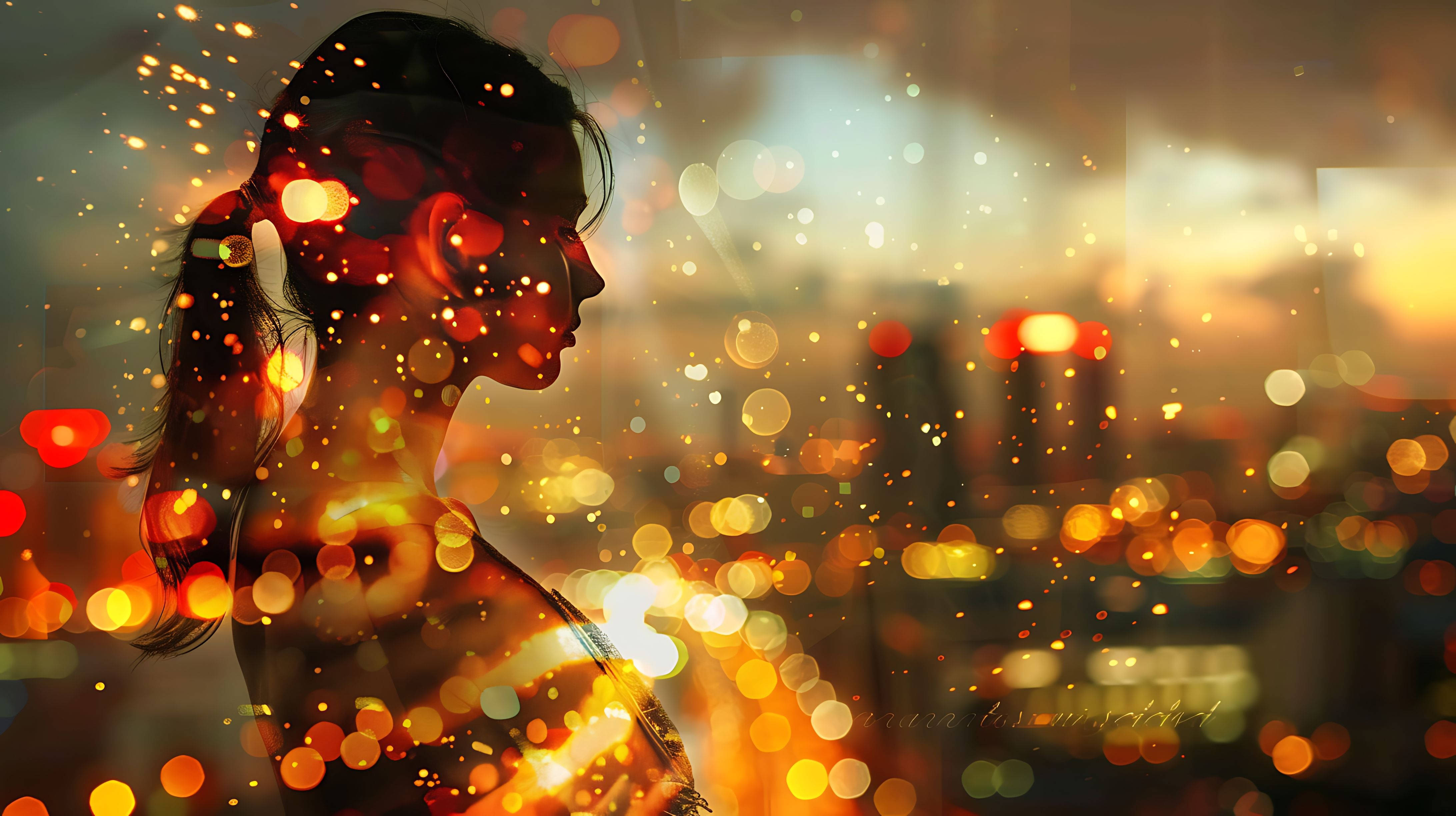 EMF Problem - Person surrounded by electromagnetic waves in urban environment